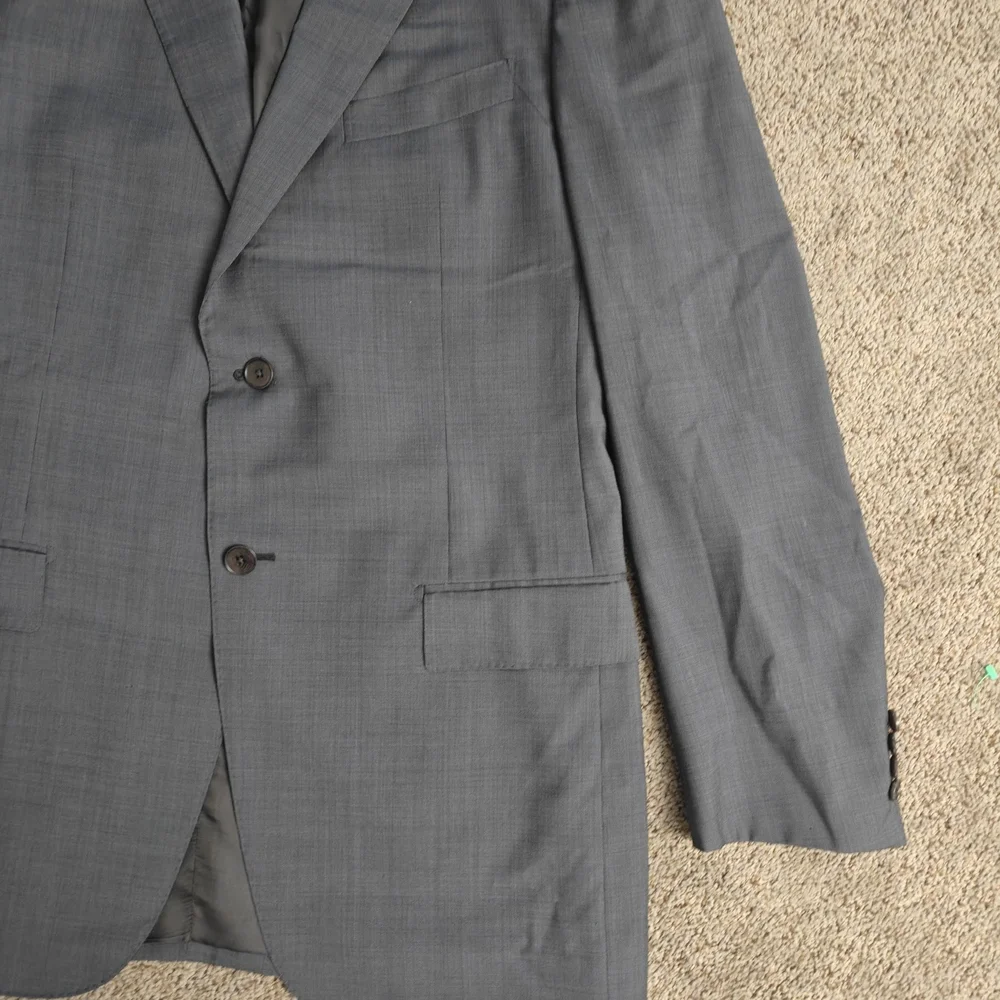 Ermenegildo‎ Zegna Jacket Mens 52 L Gray Suit Fit Rom Wool Notched Lapel 2Button